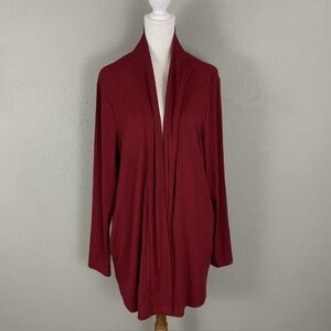 Lands' End Women's Deep Red Cardigan Size XL